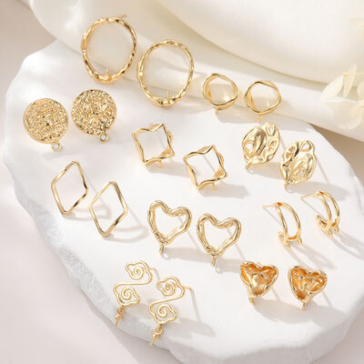 quality Wholesale DIY Earring Accessories 14K Heart Shaped Earrings Geometric Irregular Silver Post Jewelry Earrings Making Accessories factory