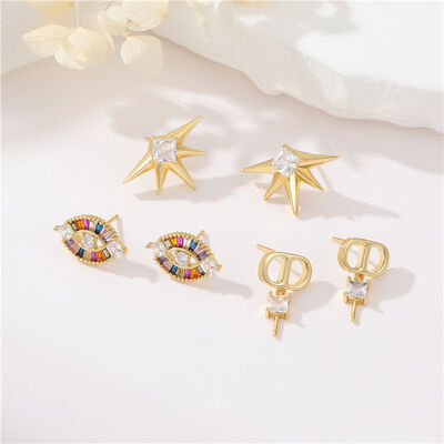 Quality Multi Colors Inlaid Zircon CD Hoop Earring for Women S925 Silver Needle  Highend Fivepointed Star Eyes Zircon Earrings factory