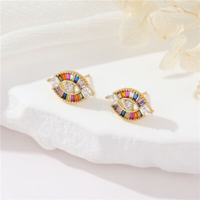 Quality Multi Colors Inlaid Zircon CD Hoop Earring for Women S925 Silver Needle  Highend Fivepointed Star Eyes Zircon Earrings factory