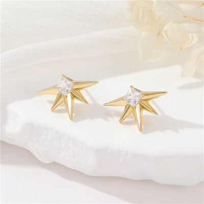 Quality Multi Colors Inlaid Zircon CD Hoop Earring for Women S925 Silver Needle  Highend Fivepointed Star Eyes Zircon Earrings factory