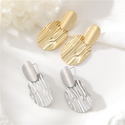 quality Fashion Gold Plated Brass Stylish Women's Earrings Wave Potato Chip Shape Silver Post Hypoallergenic Studs Earring factory