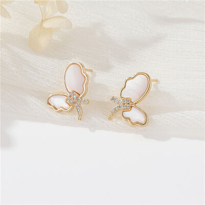 quality Wholesale High Quality 14K Gold Plated DIY Earrings Accessories Shell Earrings Stud Butterfly Earrings Women's Jewelry Findings factory