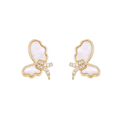 quality Wholesale High Quality 14K Gold Plated DIY Earrings Accessories Shell Earrings Stud Butterfly Earrings Women's Jewelry Findings factory
