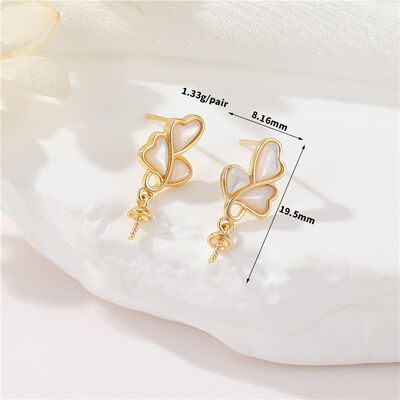 quality Wholesale High Quality 14K Gold Plated DIY Earrings Accessories Shell Earrings Stud Butterfly Earrings Women's Jewelry Findings factory