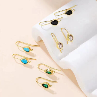 quality Wholesale Jewelry Earrings Accessories 14K Gold Plated Water Drop Ear Hooks Zircon Ear Hooks DIY Strap Earrings factory