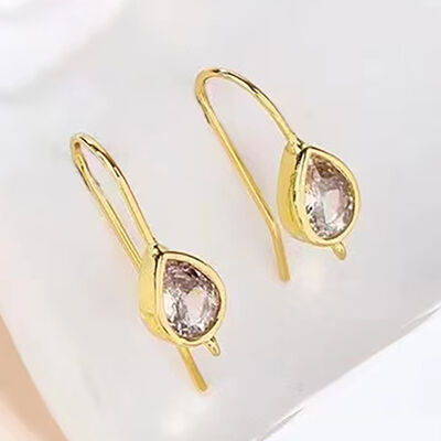 quality Wholesale Jewelry Earrings Accessories 14K Gold Plated Water Drop Ear Hooks Zircon Ear Hooks DIY Strap Earrings factory