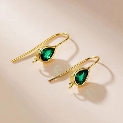 quality Wholesale Jewelry Earrings Accessories 14K Gold Plated Water Drop Ear Hooks Zircon Ear Hooks DIY Strap Earrings factory