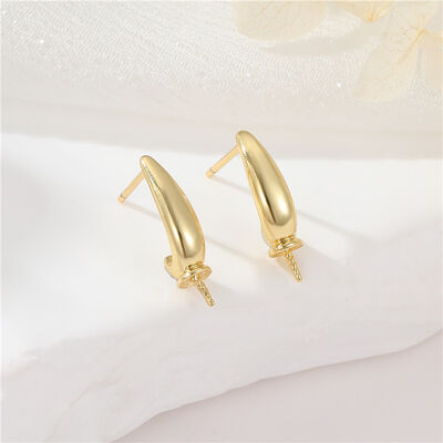 quality Wholesale 14K Gold Plated Round Zircon Stud Earring Fashion Pearl for Women 925 Silver Needles Earrings DIY Jewelry Accessories factory