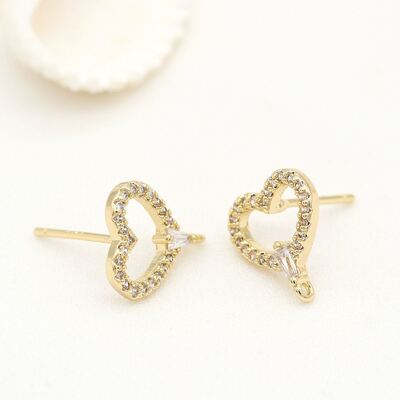 quality Hot Selling Earring Accessories Gold Plated Earrings 925 Silver Needle  Zircon Heart Shaped Earrings factory