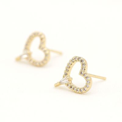 quality Hot Selling Earring Accessories Gold Plated Earrings 925 Silver Needle  Zircon Heart Shaped Earrings factory