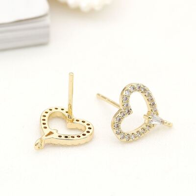 quality Hot Selling Earring Accessories Gold Plated Earrings 925 Silver Needle  Zircon Heart Shaped Earrings factory