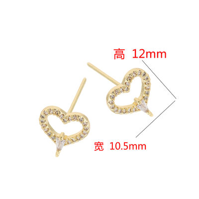 quality Hot Selling Earring Accessories Gold Plated Earrings 925 Silver Needle  Zircon Heart Shaped Earrings factory
