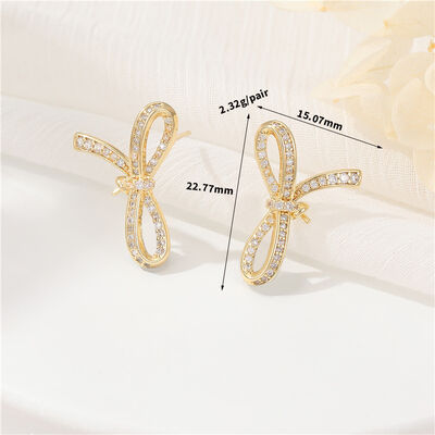 quality Hot Selling Earrings Accessories 14K Gold Bow Earrings for Women Cute Heart Shaped Straps Earings DIY Jewelry Findings factory