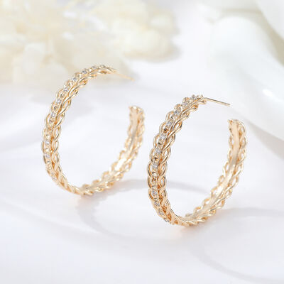 quality Hot Selling Fashion Gold Plated 925 Silver Needle Hypoallergenic Earrings Zircon Earrings Braided Teng Rattan Earrings for Women factory