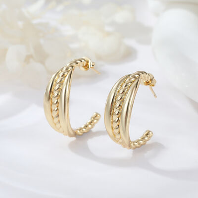 quality Hot Selling Fashion Gold Plated 925 Silver Needle Hypoallergenic Earrings Zircon Earrings Braided Teng Rattan Earrings for Women factory