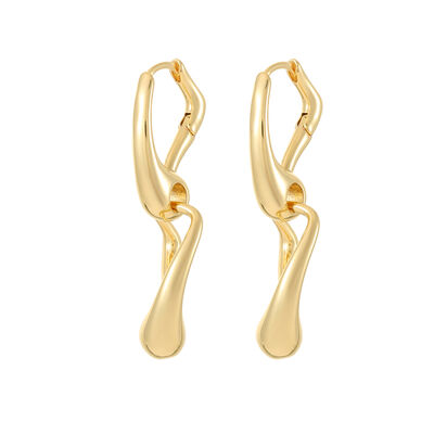 quality Factory Jewelry Wholesale Simple Design Twist Shape Earrings 14K Gold Plated Thick Huggie Hoop Earrings factory