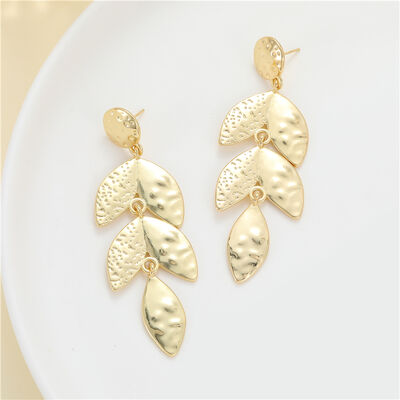 quality Hot Selling Luxury Brass 14K Gold Plated Dangle Design Tree Leaf Silver Needle Jewelry  Stud Earrings for Girls Party Gifts factory