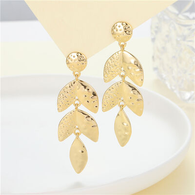 quality Hot Selling Luxury Brass 14K Gold Plated Dangle Design Tree Leaf Silver Needle Jewelry  Stud Earrings for Girls Party Gifts factory