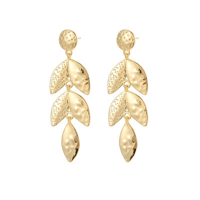 quality Hot Selling Luxury Brass 14K Gold Plated Dangle Design Tree Leaf Silver Needle Jewelry  Stud Earrings for Girls Party Gifts factory