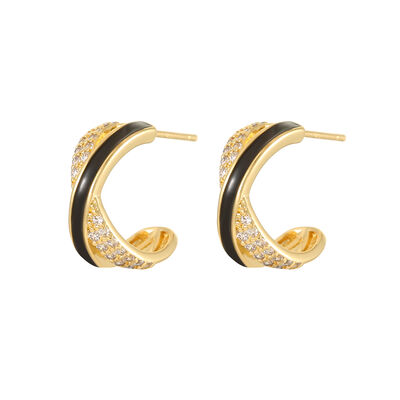 quality Jiexing Wholesale Trendy Drop Oil CZ Design X-shape Stud Earring Enamel White Black Color Jewelry Accessory for Women factory