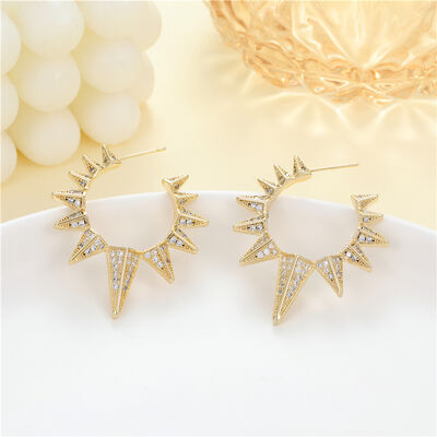 quality Fashion 14K Gold Plate Sun Shape C-shaped Earrings 925 Silver Needle Anti Allergy Female Earrings Jewelry Wholesale factory
