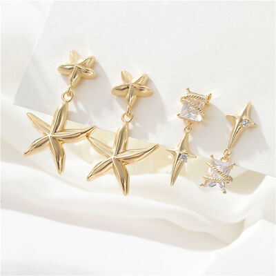quality Fashion 14K Gold Plated Ocean Style Special Starfish Design Jewelry Earrings for Women Party Gift Studs Earring factory