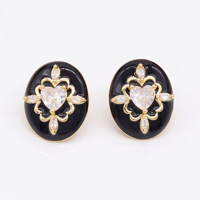 quality Lovely Trendy Earring Stud Earrings Female Silver Needle Black White Love Zirconia Rope Shape Wholesale for Women Girls factory
