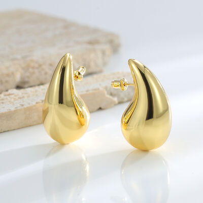 quality 2023 Fashion Minimalist Hollow Out Water Drop Big Stud Earrings for Women 14k Gold Plated Brass Jewelry factory
