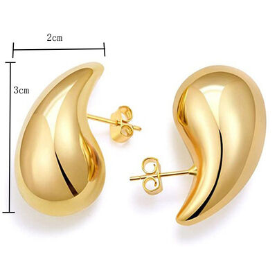 quality 2023 Fashion Minimalist Hollow Out Water Drop Big Stud Earrings for Women 14k Gold Plated Brass Jewelry factory