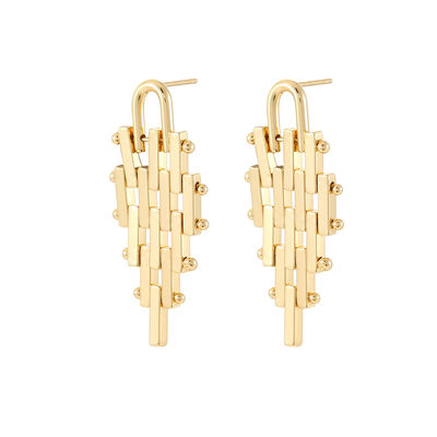 quality Trendy Stud Earring 14K Gold Plated Geometric Trapezoidal Cuban Link Chain Design Big 925 Silver Earrings for Women Girls factory