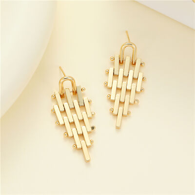 quality Trendy Stud Earring 14K Gold Plated Geometric Trapezoidal Cuban Link Chain Design Big 925 Silver Earrings for Women Girls factory