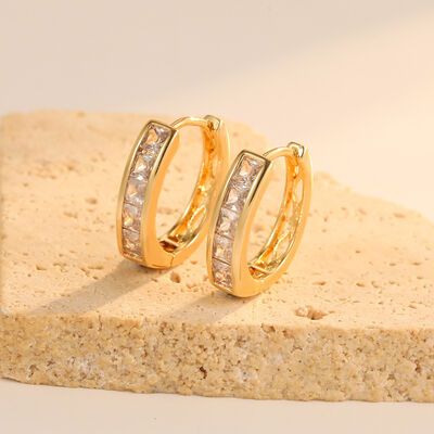 quality Wholesale Brass 14K Gold Plated Colorful Zircon Hoop Earring Hot Selling Round Shape Green White CZ Hoop Loop Earrings for Women factory