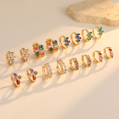 quality Hot Selling Fashion Personality Jewelry Earrings Colorful Sparkling Zircon Brass  14K Gold Plated Round Versatile Style factory
