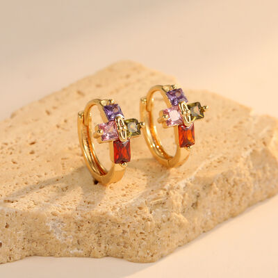 quality Hot Selling Fashion Personality Jewelry Earrings Colorful Sparkling Zircon Brass  14K Gold Plated Round Versatile Style factory