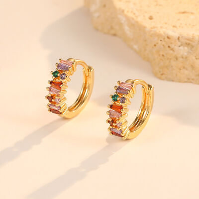 quality Hot Selling Fashion Personality Jewelry Earrings Colorful Sparkling Zircon Brass  14K Gold Plated Round Versatile Style factory