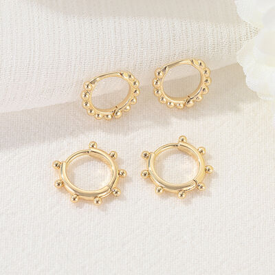 quality New Design Fashion Minimalist Jewelry 14K Gold Plated Bead Hoop Earrings factory