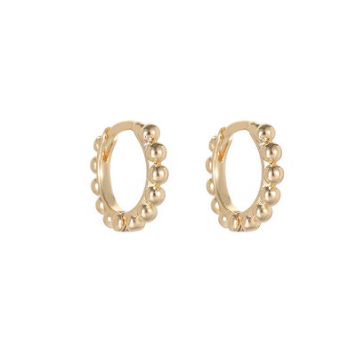 quality New Design Fashion Minimalist Jewelry 14K Gold Plated Bead Hoop Earrings factory