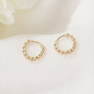 quality New Design Fashion Minimalist Jewelry 14K Gold Plated Bead Hoop Earrings factory