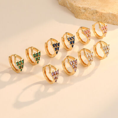 quality Hot Selling Fashion Women's Earrings Gold Plated Triangular Ear Clips Geometric Colorful Zircon Earrings DIY Earring Accessories factory