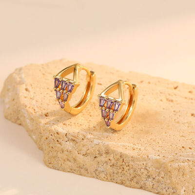 quality Hot Selling Fashion Women's Earrings Gold Plated Triangular Ear Clips Geometric Colorful Zircon Earrings DIY Earring Accessories factory