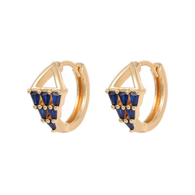 quality Hot Selling Fashion Women's Earrings Gold Plated Triangular Ear Clips Geometric Colorful Zircon Earrings DIY Earring Accessories factory