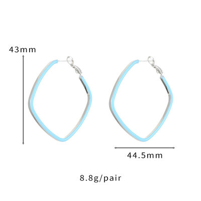 quality Wholesale Lovely Trendy Jewelry Hoop Earring Hot Selling Square Shape Colorful Enamel Design Hoop Loop Earrings for Women factory