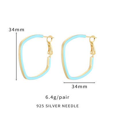quality Wholesale Lovely Trendy Jewelry Hoop Earring Hot Selling Square Shape Colorful Enamel Design Hoop Loop Earrings for Women factory