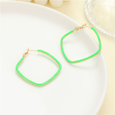 quality Wholesale Lovely Trendy Jewelry Hoop Earring Hot Selling Square Shape Colorful Enamel Design Hoop Loop Earrings for Women factory