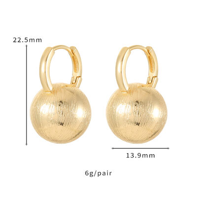 quality Round Ball Earring 14K Gold Plate Brass Fashion Design Simple Texture Loop Hoop Earrings Jewelry Design for Women factory