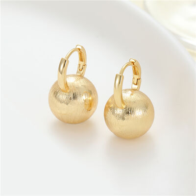 quality Round Ball Earring 14K Gold Plate Brass Fashion Design Simple Texture Loop Hoop Earrings Jewelry Design for Women factory