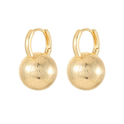 quality Round Ball Earring 14K Gold Plate Brass Fashion Design Simple Texture Loop Hoop Earrings Jewelry Design for Women factory