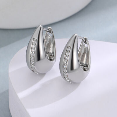 quality Popular 14K Gold Plated Brass Teardrop Shaped Zircon Round Huggie Earring Simple Versatile Elegant Women's Jewelry Hoop Earrings factory