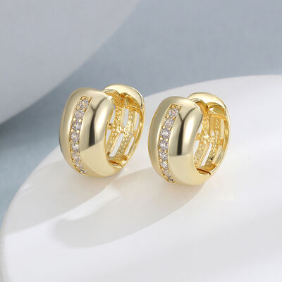 quality Popular 14K Gold Plated Brass Teardrop Shaped Zircon Round Huggie Earring Simple Versatile Elegant Women's Jewelry Hoop Earrings factory