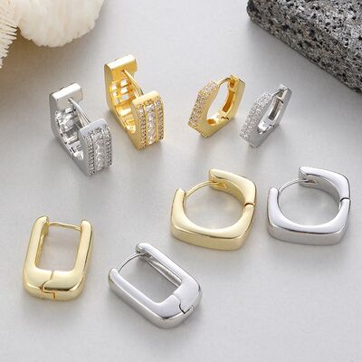 quality European and American 14K Gold Geometric Three Dimensional square Ear Buckle Earrings Women's Atmospheric Earrings Niche Design factory
